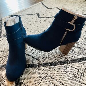 Apt. 9 Navy Ankle Boots with Buckle Detail